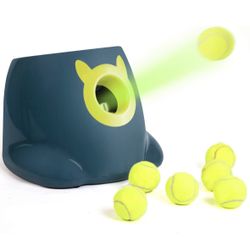 PALULU Dog Toy Ball Launcher, Automatic Ball Thrower, 2-inch Tennis Balls Included (Blue)