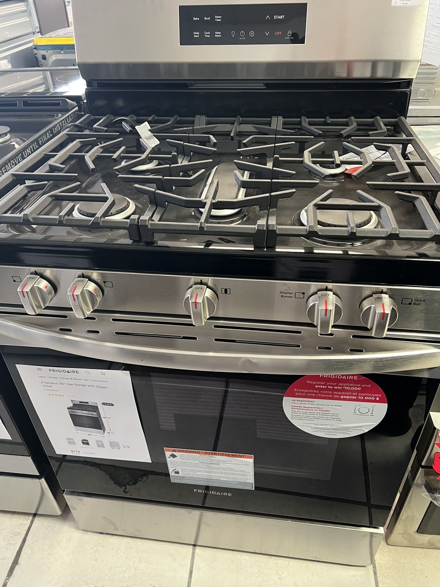 frigidaire gas range