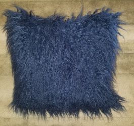Navy Blue Faux Fur Pillow Cover 