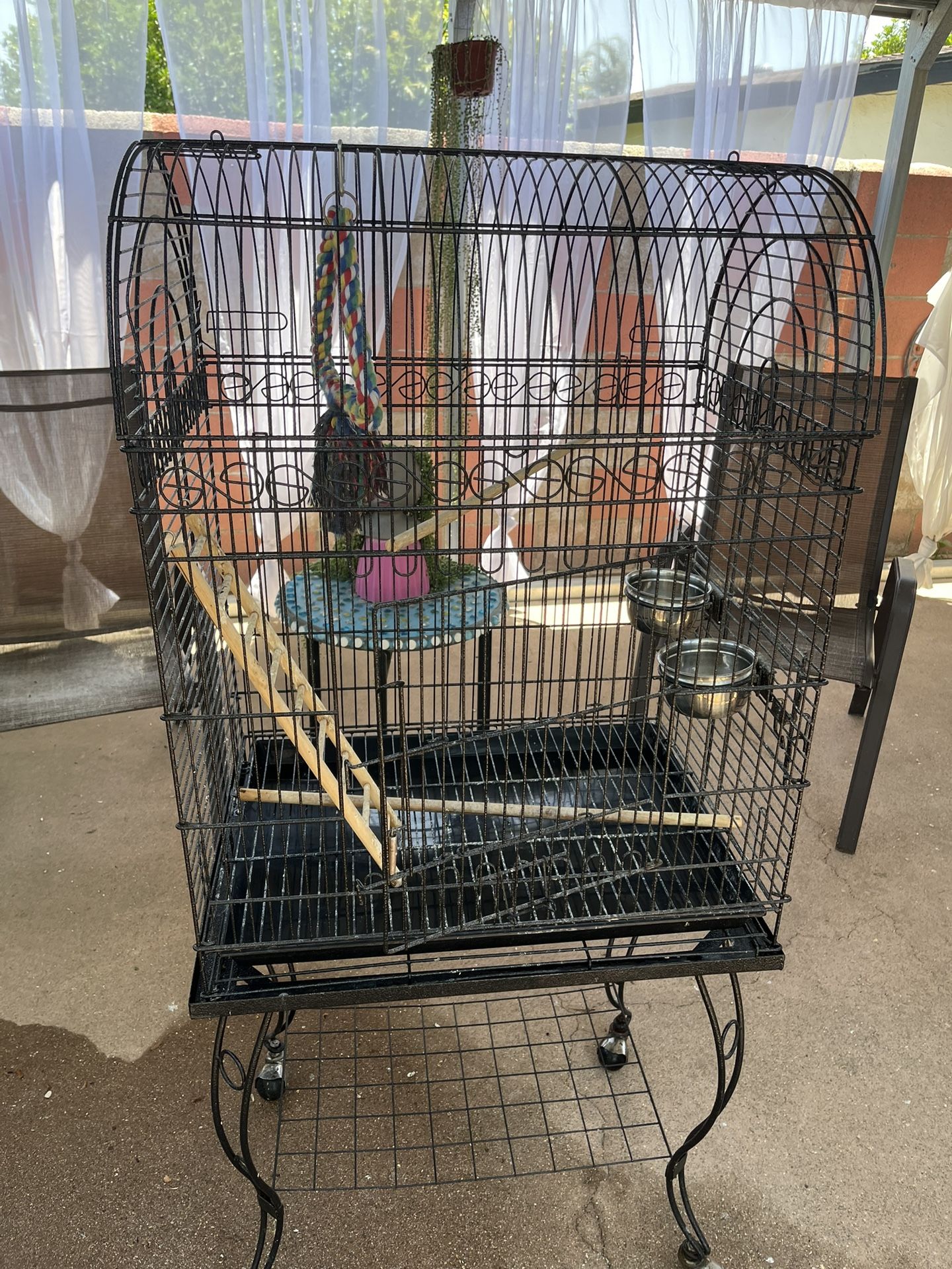 Beautiful, Good Size Black Iron Birdcage