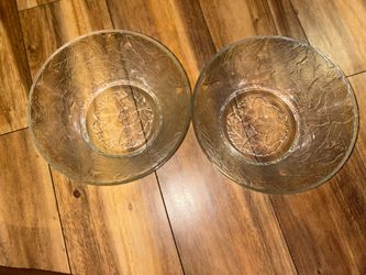Tiara Clear Glass Bowls Embossed With Autumn Leaves 