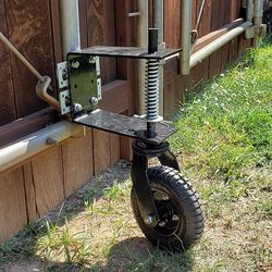 Universal 8" Flat-Free Tire Gate Wheel Suspension Spring-Loaded Wood Chainlink Gate Caster Wheel Weight Capacity 200lb (Black)