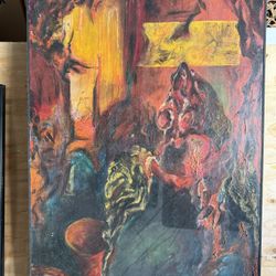 Large Framed Abstract Oil Painting - 61” x 40.5”