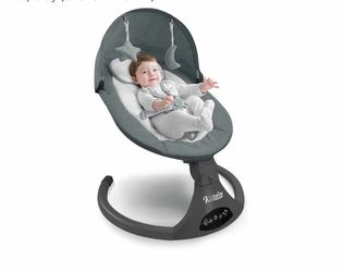 0177: New Portable 5 Speed Baby Rocker with Music, Remote Control, and Touch Screen for Infants - Suitable for 0-9 Months, 5-20 lbs, Gray