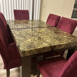 6 Piece Modern Marble Dining Table