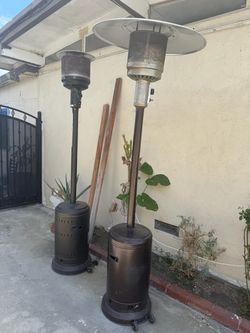 Two outdoor patio heaters