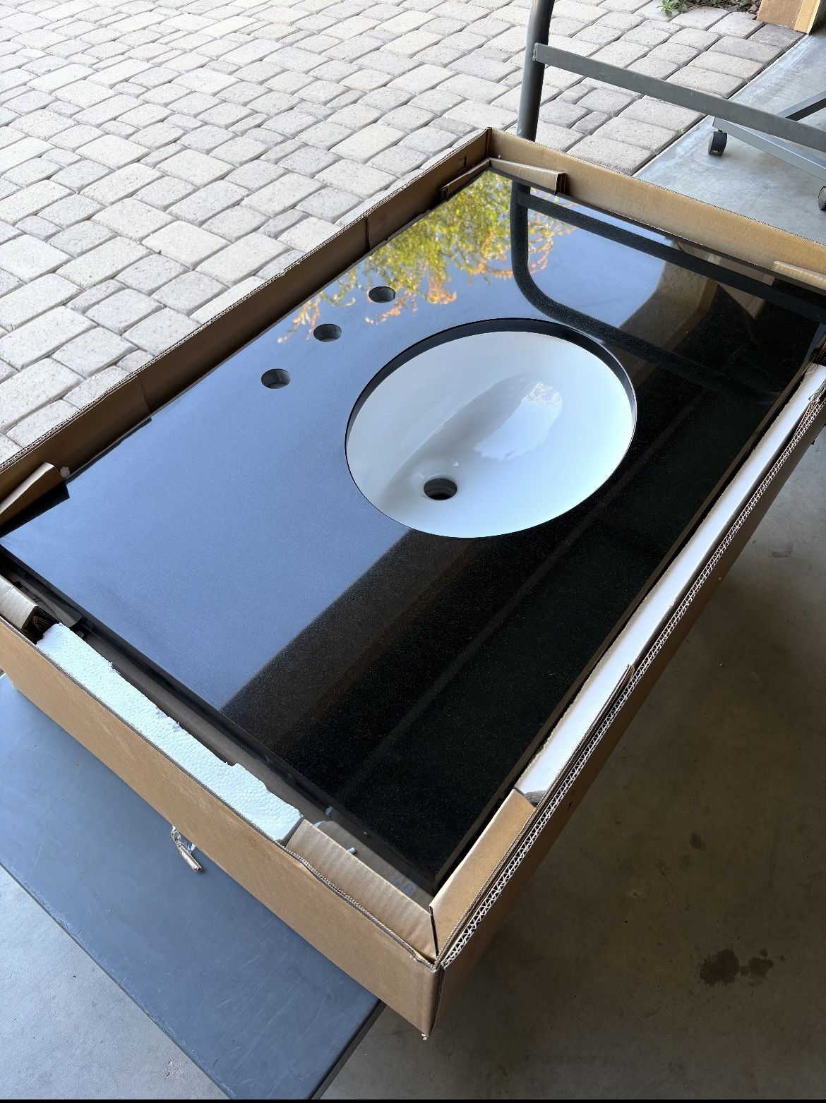 TODAY'S SPECIAL!!! $175: 36"' Black Granite Vanity Top With Sink (Stainless Steel Legs, Black) Inc.