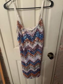 s Sequin Chevron Mini Dress – Size Large – $40 OBO