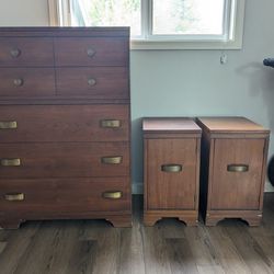 Wood Upright Dresser and Side Table