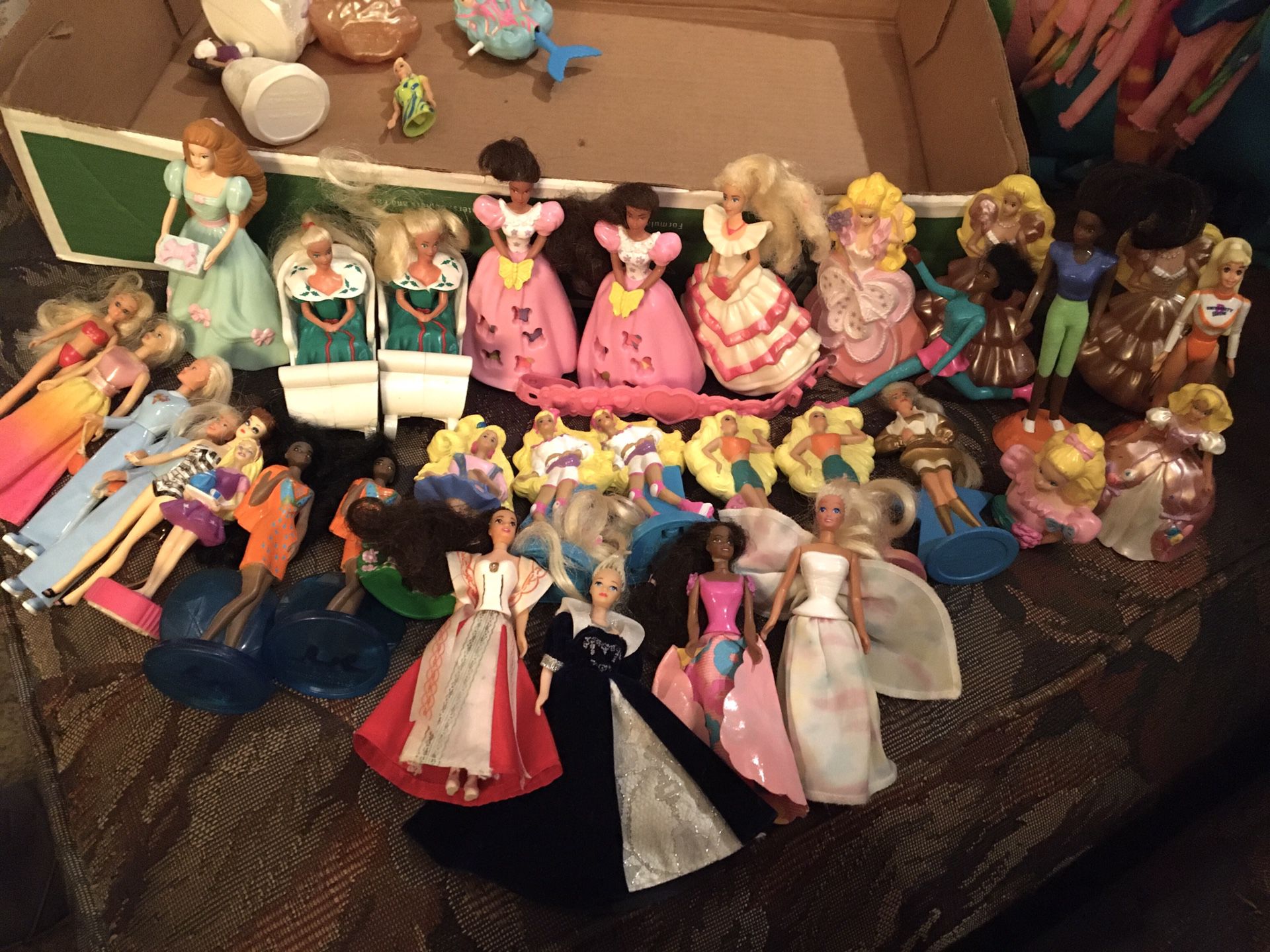 Vintage McDonald’s Happy meal Toys: Barbies, Cabbage patch kids, Mulan’s cricket, toy story B Peep and others