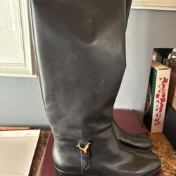 Etienne Aigner NWT Black Leather Derby Women’s Riding Boots Size 9