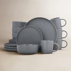 16PC Modern Matte Dinnerware Set – 4 Plates 4 Bowls 4 Cups – Local Pickup