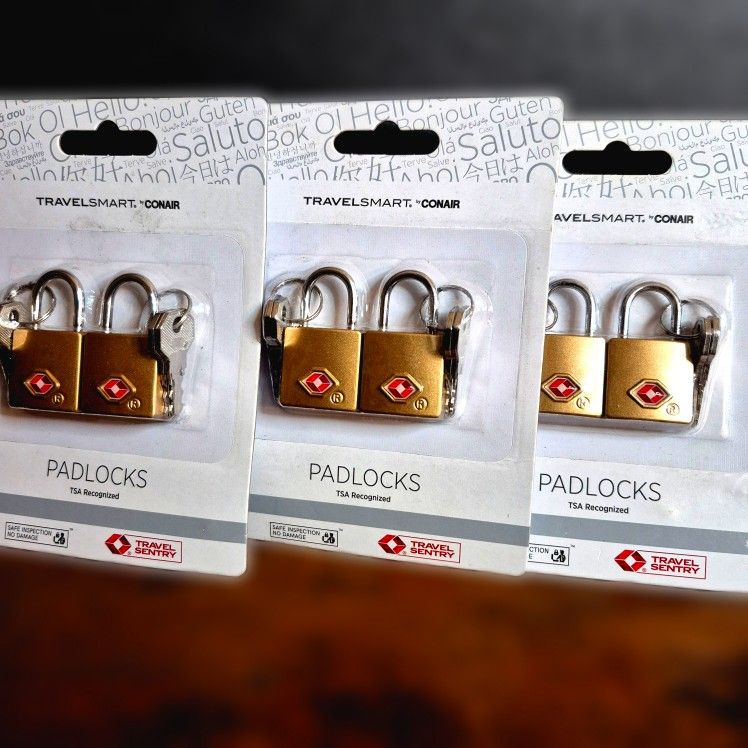 TravelSmart TSA Padlocks Bundle (6 Total) - Secure Brass Locks for Travel Bags