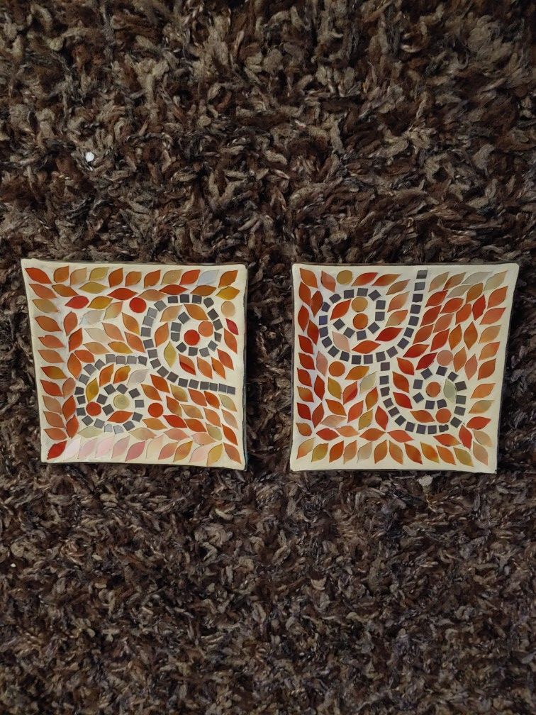 NEW set of Yankee Candle mosaic candle plates