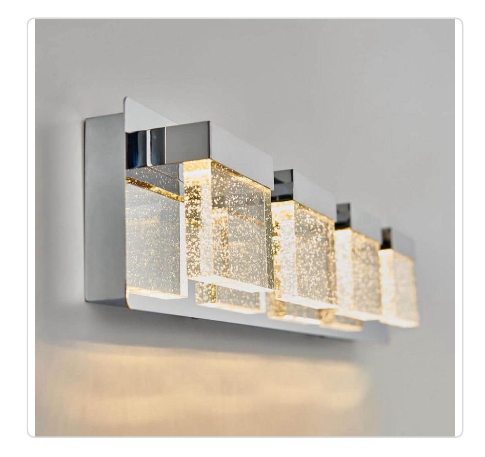 New Elegance Vanity Light Essence Bubble Cube 24in. 4 Light Chrome Modern Integrated Led Vanity Light