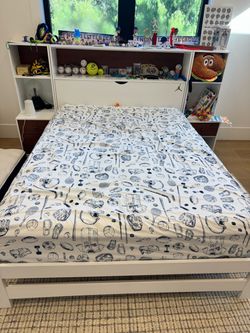 Full Size Bed with shelves
