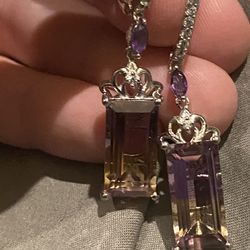 Poudretteite Quartz, zircon & amethyst Earrings - new! 