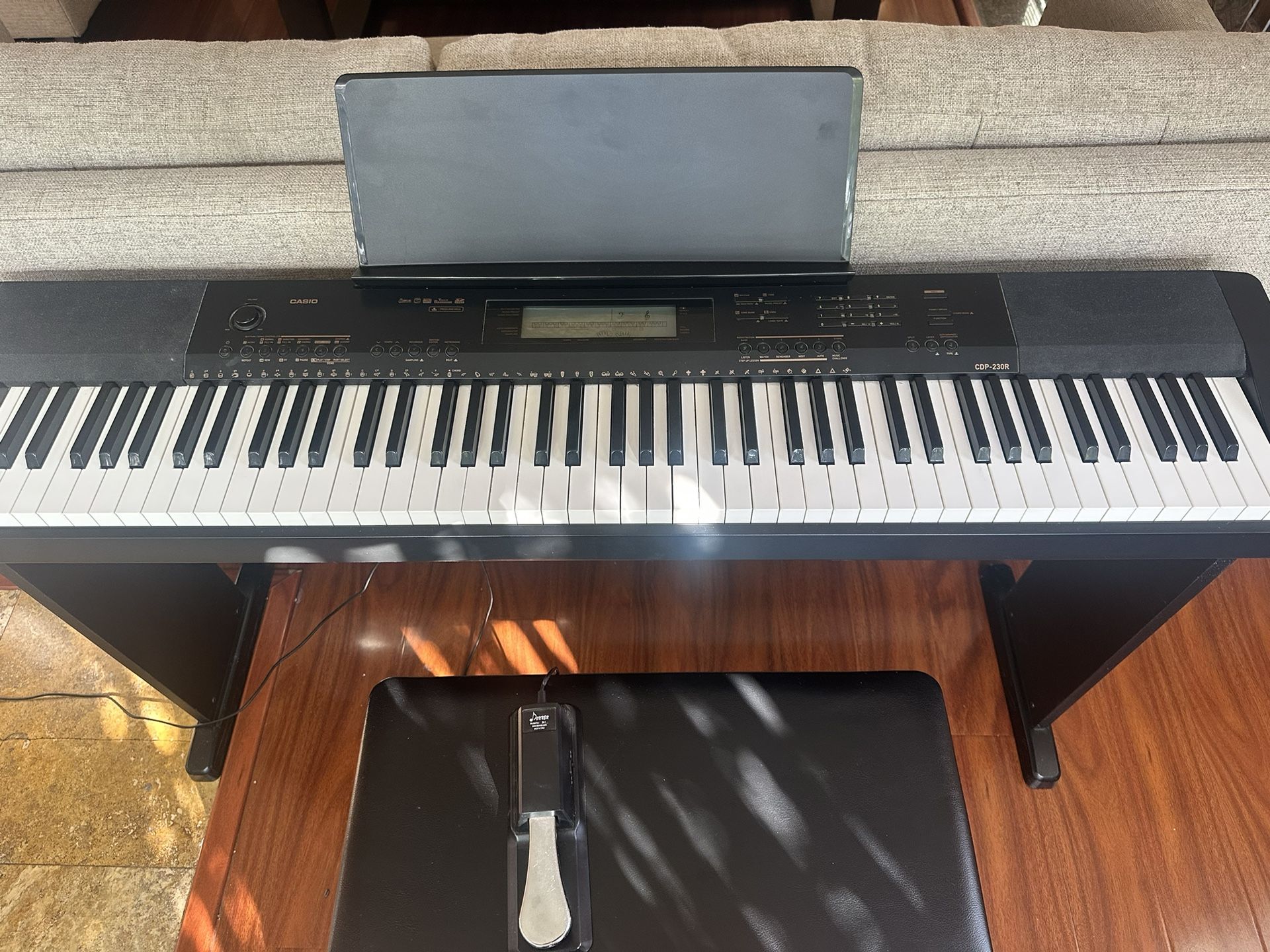 Casio CDP-230R 88-Key Digital Piano w/ Stand, Bench & Donner Pedal