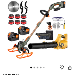 Cordless Trimmer/Edger/Lawn Mower/Brush Cutter 4-in-1 + Leaf Blower Cordless