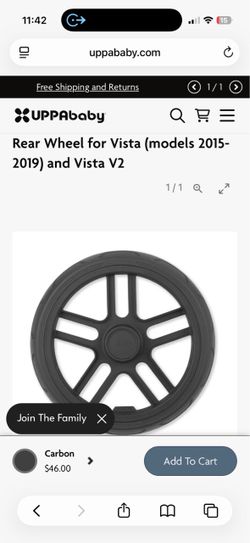 UPPAbaby Vista Rear Wheel Carbon