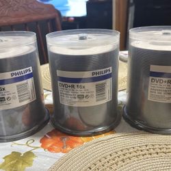 3 Philips DVD+r 16x Cake Box