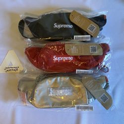 Supreme FW22 Waist Bags - Black, Silver, Red
