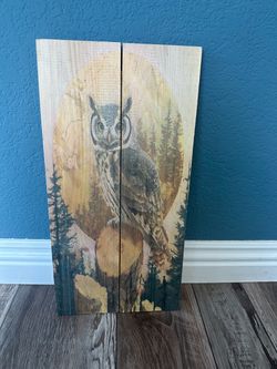 Ophelia & Co. Golden Forest Owl Natural Pine Wood Wall Decor
