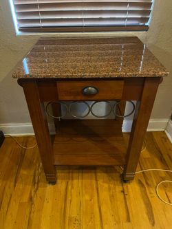 Rolling Kitchen Cart w Granite Top