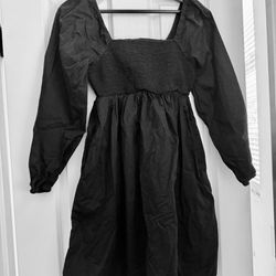 Cute Black Smocked  Maternity Dress - Sz s