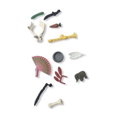 Brio Dollhouse lot Feather Pickle Fan Flute Horns Dog Bowl Elephant Knife  Lot