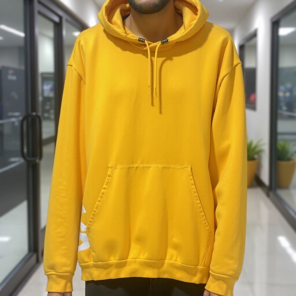 Adidas Men's 2XL Post Game Badge Of Sport Hoodie Pullover Yellow Y2K Athleisure