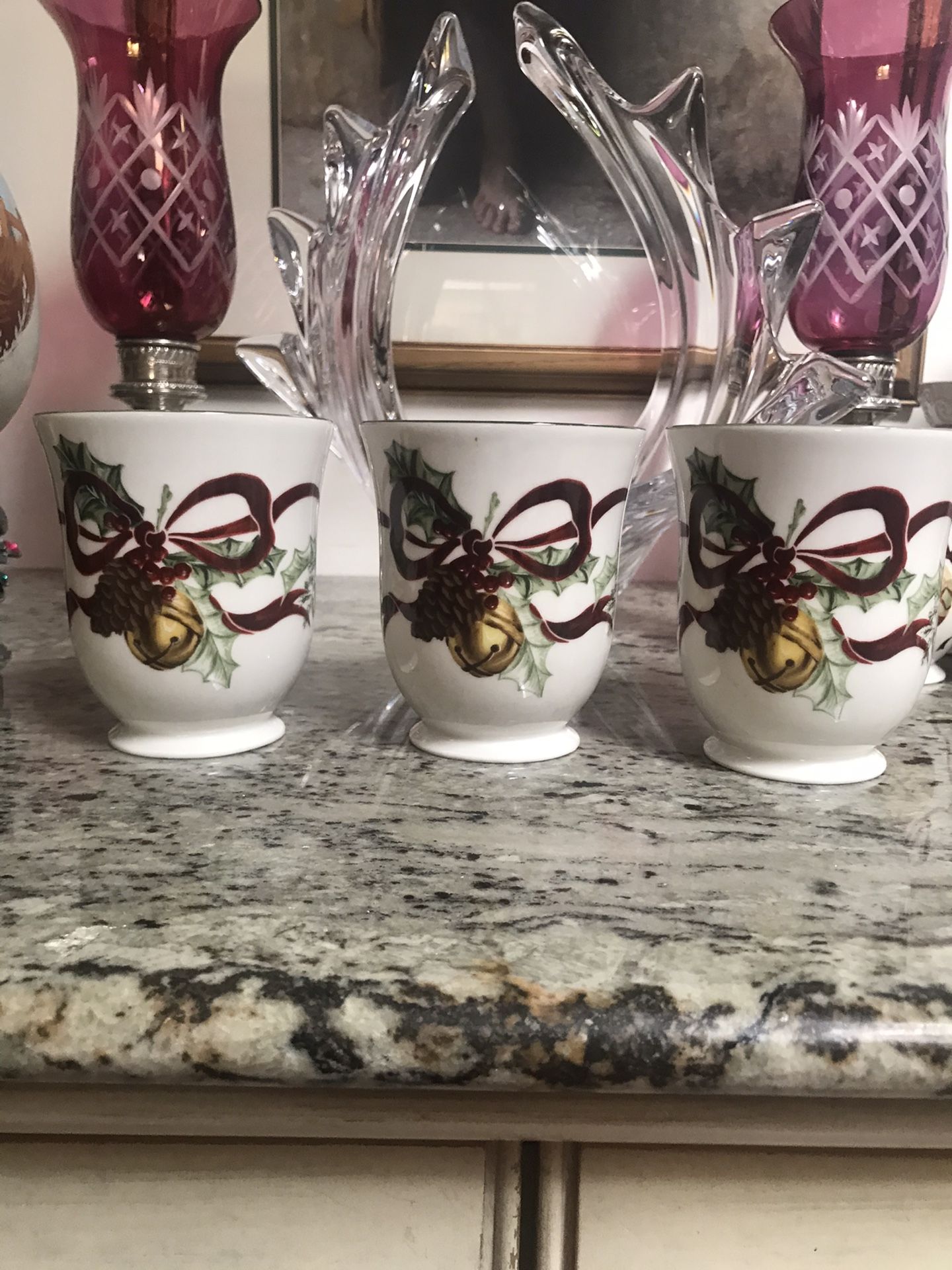 5 Christmas Mugs and 3 Bowls