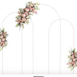 Wedding Arch Backdrop Stand Set of 3 White Metal Arched Backdrop Stand 7.2FT & 6.6FT & 6FT Balloon