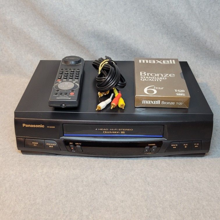 Panasonic Blueline 4-Head VCR PV-9455S Hi Fi VHS Player W Remote RCA Cables Tape