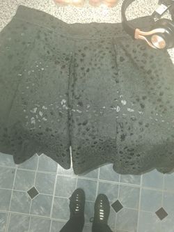 Black Eyelet Lace Guess  Mini Skirt