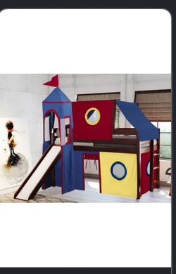Train Theme Twin Loft Bed With Slide