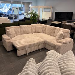 NEW 🛋️ Fluffy L Sectional Sofa + Pullout Bed