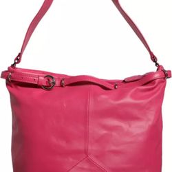 Patrizia Pepe Fuchsia Pink Leather Shoulder Purse Tote Bag