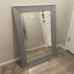 44”x 31.5” Rectangle framed Mirror, Repainted Silver