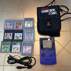 Nintendo Gameboy Color Purple with Games and Case
