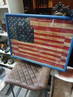 framed, vintage-style American flag