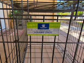 Top Paw double door folding wire dog crate with divider panel