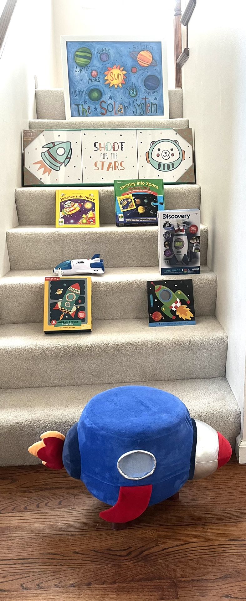 Space themed Room Decor, Puzzles, Toys, Wall Art, New Alarm Clock Projector & More! ($60 For All)