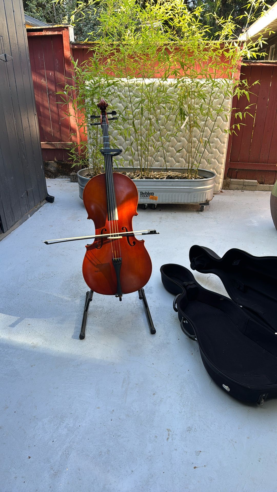 Student Cello - With Bow Stand And Hard Shell Case 
