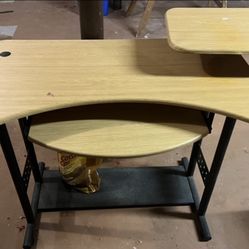Desk pull out keyboard 28" tall, desk just over 31 3/4" tall, computer stand on top of  desk 4" tall, 39 and 3/4"W, desk 23" deep, keyboard is additio