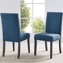 6 Fabric Dining Chairs with Nailhead Trim