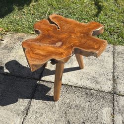 17”Raw Wood Coffee Accent Table Tree Slab Natural 