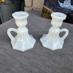Milk Glass Candlestick Holders 