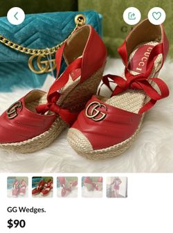 New GG Wedges In A Box With Dust Bag too. Color Red Size 9