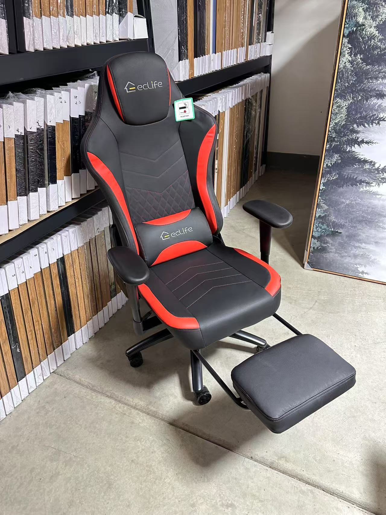 Gaming Chair with Footrest and Massage – New in Box – Red or Yellow – Pickup Only